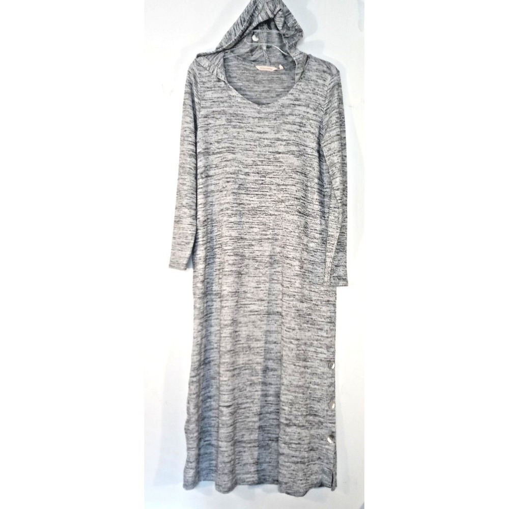 Soft Surroundings Med Lazy Day Lounger Maxi Sweater Knit Dress Hoodie Stretch